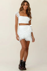 Sonnet Lace Trim Crop Top White